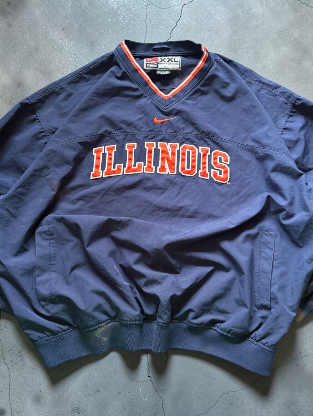 Vintage Nike Centre Swoosh Illinois NCAA Pullover Windbreaker Bomber Mens 2XL
